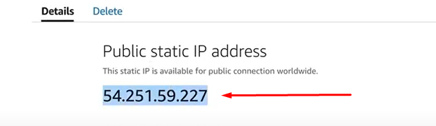 Public Static IP Adress Created