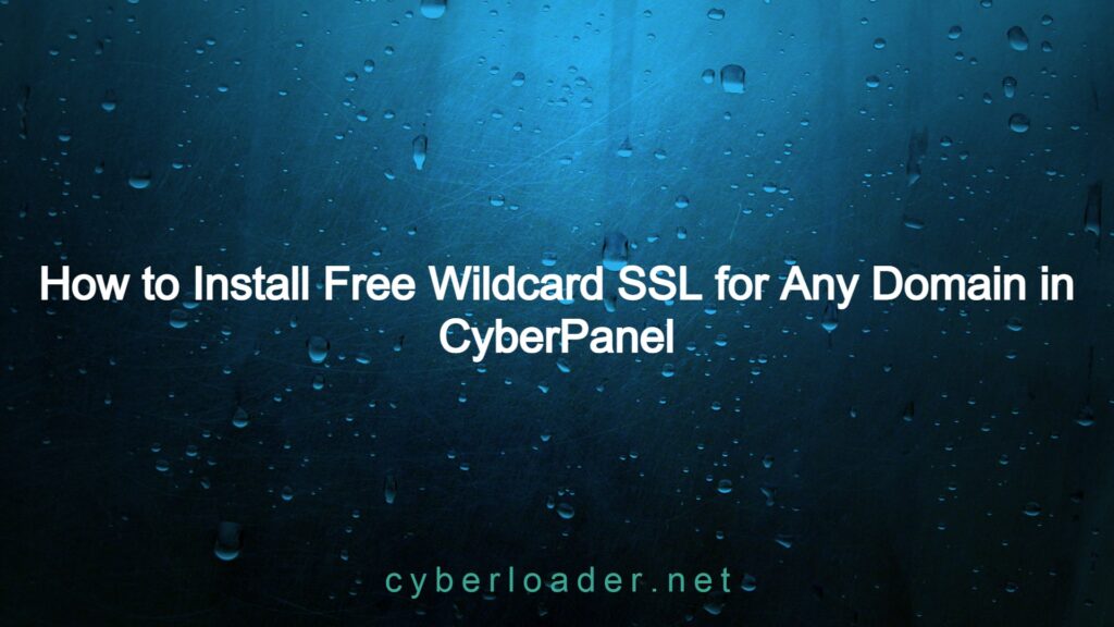 How to Install Free Wildcard SSL Certificate for Any Domain in CyberPanel